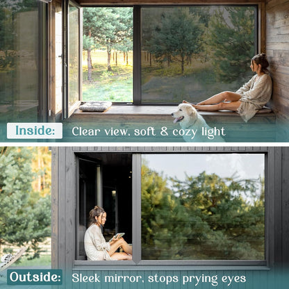Haton Window Privacy Film, Stained Glass Rainbow Film Decorative Window Clings, Static Cling Sun Blocking Stickers Decals Coverings Tint for Home Heat Control, Non-Adhesive 17.5" x 78.7"
