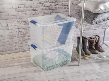 41 Quart Under Bed Storage Bins with Snap-On Lids, 2-Pack, Clear Plastic Stackable Tote Boxes, Closet Storage for Clothes Storage & Bedroom Organization