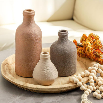 Ceramic Vase Set of 3, Decorative Vases Home Decor Modern Neutral Flower Pampass Boho Vase for Living Room, Table, Mantel, Entryway, Bookshelf, Kitchen, Bedroom, Bathroom - White