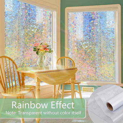 HIDBEA Frosted Window Privacy Film Heat Control UV Blocking, Static Cling Non-Adhesive Reusable Door coverings for Bathroom Home Office (Frosted 17.5 Inch x 6.5 Feet)