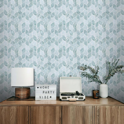 Tilingview 10 Pcs Vinyl Leaf Peel and Stick Tile for Kitchen Backsplash, Premium Self-Adhesive Tiles Plastic Wall Stickers Art Mosaics (Blue Gray)