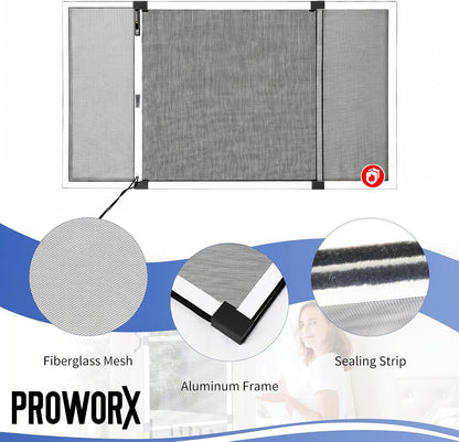 PROWORX Adjustable Window Screens Expandable, 2 Pack 15" H x 21"-40" W Horizontal and Vertical Adjustable, Durable Replacement Screens for House Windows, Aluminum Frame with Repair Tape, Safety Rope
