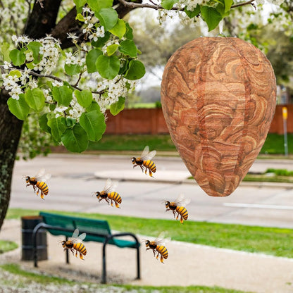 DECYOOL 6 Pack Paper Fake Wasp Nests Decoys for Yellow Jackets and Wasps | ﻿ Oversized Paper Build, Eaves/Garbage/Pool Areas, Territorial Hive Mimicry, Hanging Design,Easy Mount