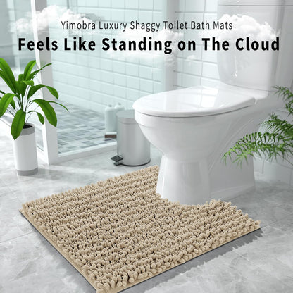 Yimobra Bathroom Rugs Non Slip Washable - Ultra Soft Absorbent Chenille Bath Mat, Quick Dry Shaggy Floor Carpet for Tub Shower, Gray Home Decor Accessories, 24x17 Inch