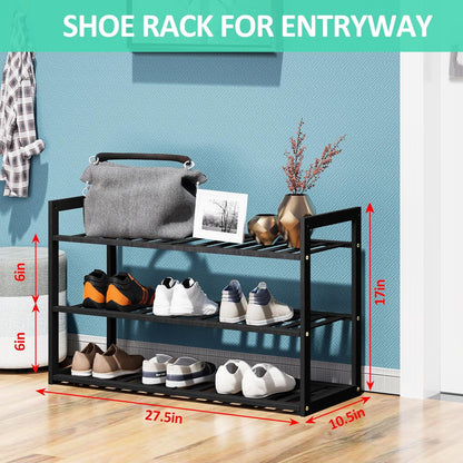 Jripae 5 Tier 32.5*10.5*30.3in Bamboo Shoe Rack for Closet Entryway Bedroom | Stackable Shoe Shelf Holder for Men/Women Hallway/Garage, Bookshelf, Flower Rack, Home Space Saving