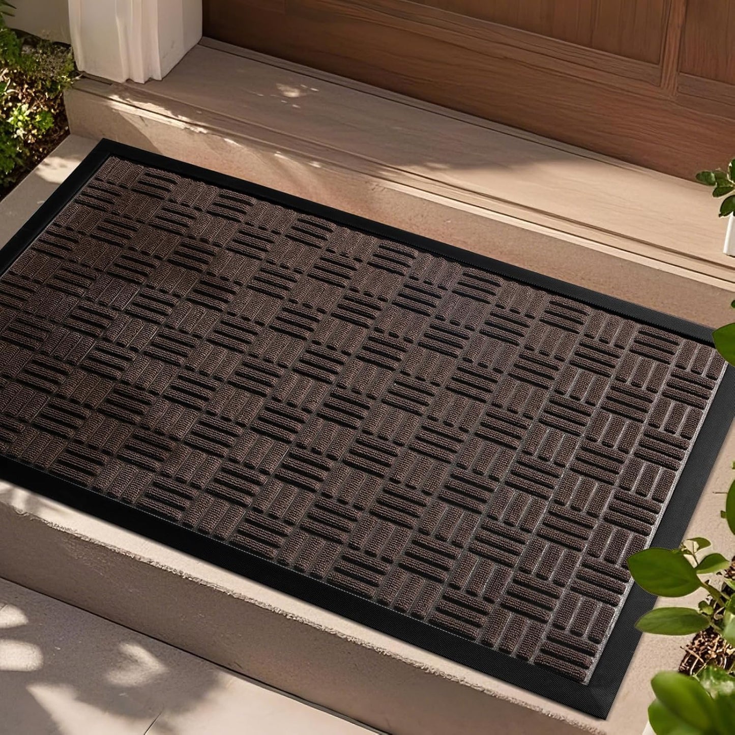 Mibao Front Door Mat, Heavy Duty Durable Welcome Mat for Outdoor Indoor, Dirt Trapper Waterproof Super Absorbent Door Mat for Entryway Outside Patio Porch, 29.5" x 17", Grey