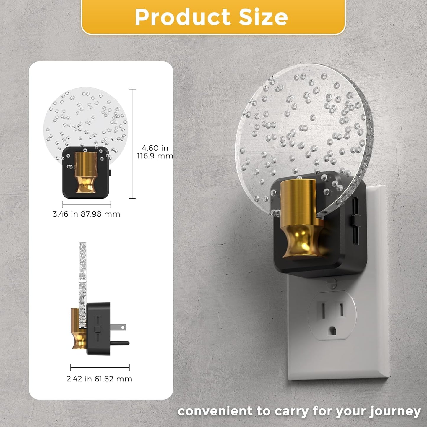 L LOHAS LED Night Light,Dimmable Night Lights Plug into Wall, 2 Pack Acrylic Nightlight with 0-100 LM Adjustable Brightness, 3000K Plug in Night Light with Dusk to Dawn Sensor, for Bathroom Hallway
