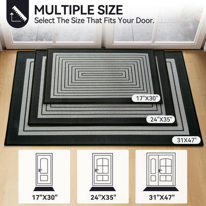 Front Door Mat 17''x30'', Absorbent Dirt Resist Washable Non Slip Low-Profile Indoor Doormat, Easy Clean Welcome Entryway Door Mats, Brown