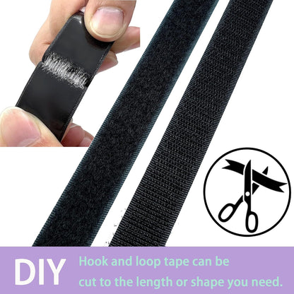 2 Inch x33 Feet Adhesive Hook and Loop Tape,Nylon Heavy Duty Tape Fasteners,Black Double Sided Self Adhesive Interlocking Tape Can Be Used to Fix Screen Window Sofa Cushions Carpet Wall Hanging