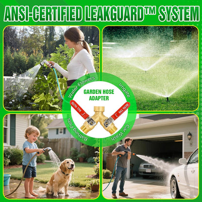 Brass Garden Hose Splitter 2 Way Heavy Duty with Metal Extended Handle | Outdoor Duel Water Hose Splitter, Dual Outdoor Faucet Connector for Lawn, Irrigation & Washing, Dual Hose Adapter