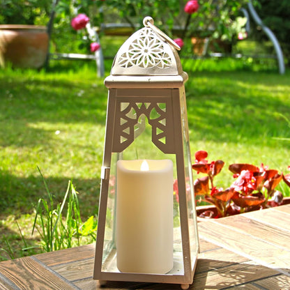 Flameless Flickering Candles with Remote and Timers, 1000 Hours Waterproof Outdoor Indoor Battery Operated LED Pillar Candles, Ivory Plastic, Set of 3(D 3" x H 4" 5" 6")
