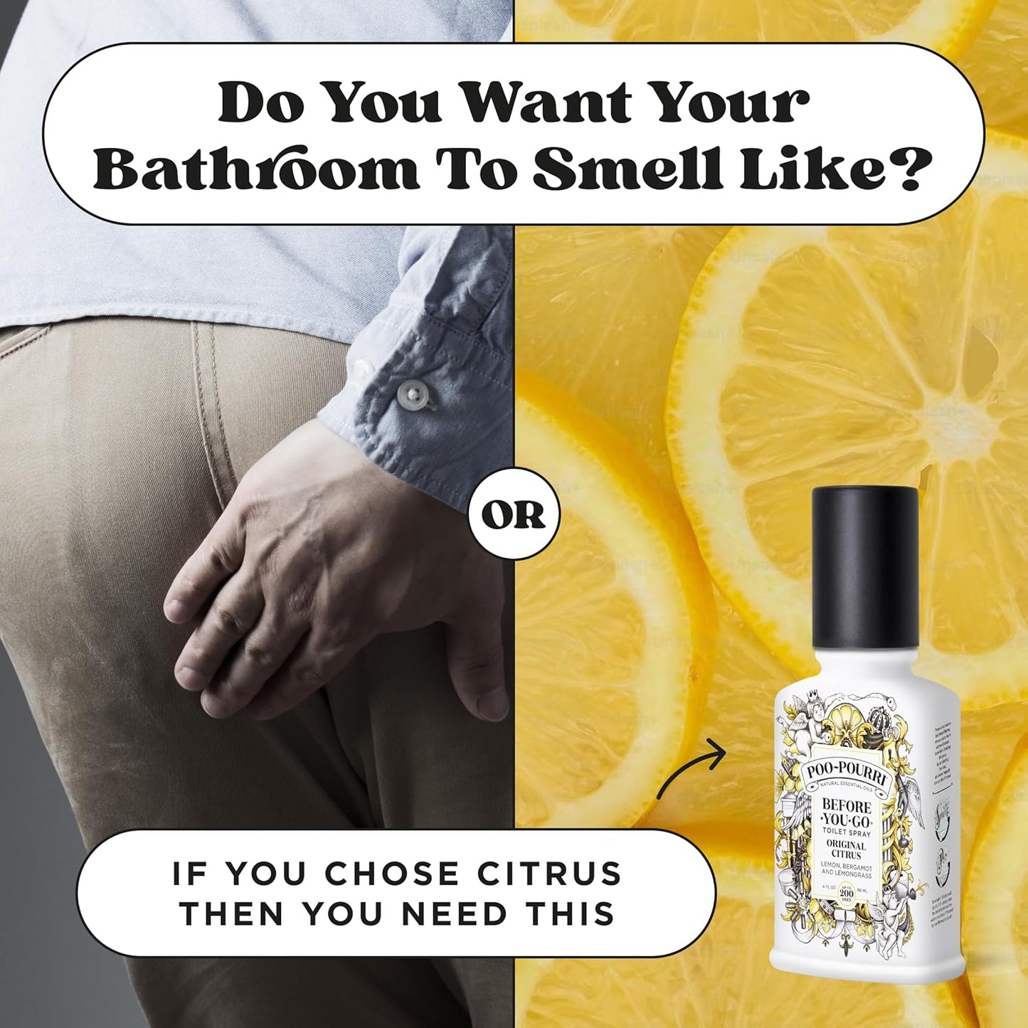 Poo-Pourri Before-You-Go Toilet Spray Refill, Original Citrus, 16 Fl Oz, Up to 800 Uses, Bathroom Odor Deodorizer with Essential Oils for Home or Work, Lemon, Bergamot and Lemongrass Scent