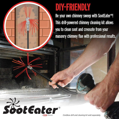 Gardus SootEater Pellet Stove Cleaning Kit - Complete Rotary Pellet Stove Vent Kit with Flexible rods, Propeller Pipe Brushes, & Flue Fire Prevention.