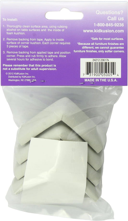 KidKusion 4-Piece Safety Corner Cushion, Black, Child Proofing Corner Guard, Made in USA, Child Safety, Home Furniture Safety Bumper, Baby Proof Table Protector, 4 Count (Pack of 1)