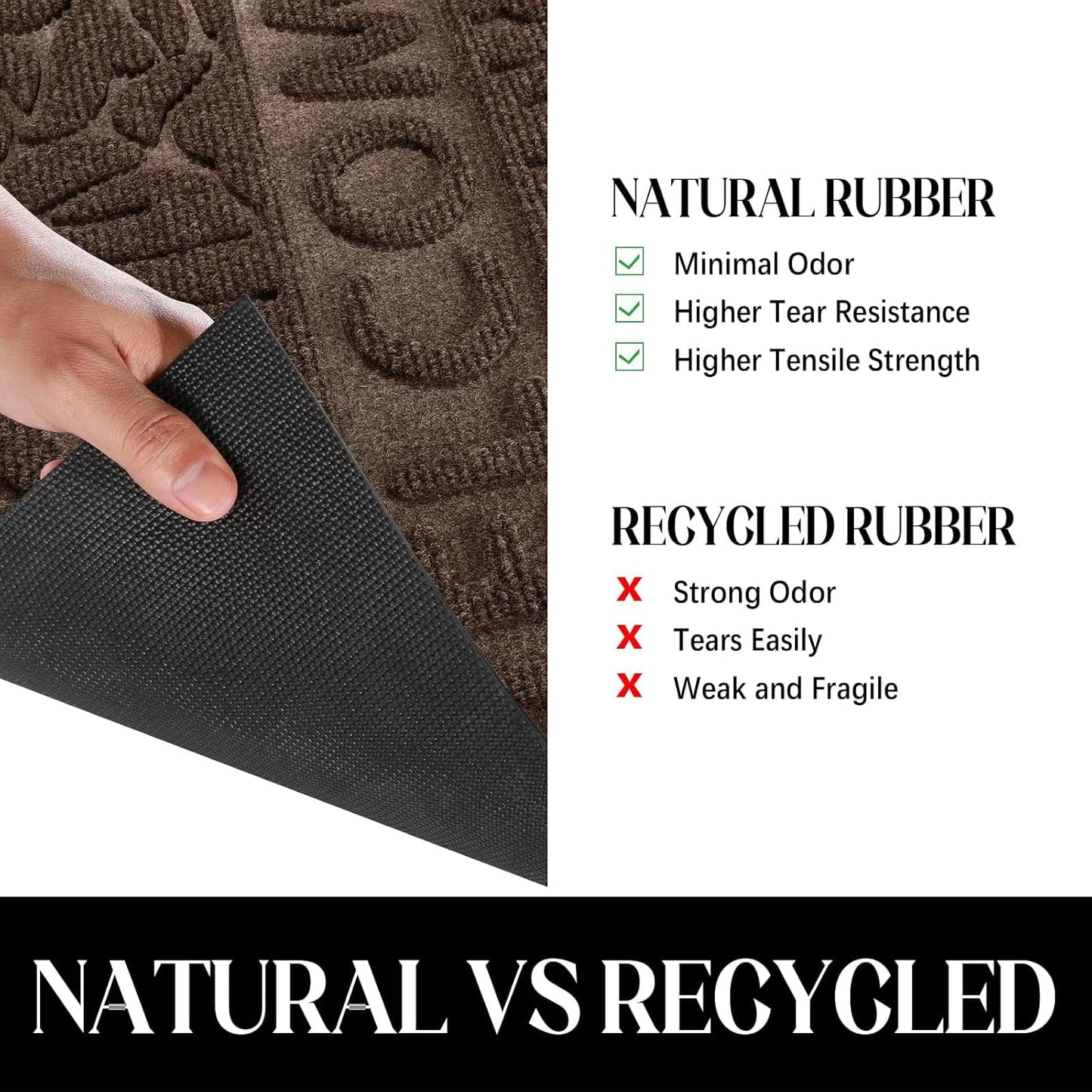 Yimobra Welcome Mat Outdoor 29.5x17, Waterproof Non-Slip Outdoor Mats for Front Door Outside Entrance, Low-Profile Entryway Mat Indoor for Garage Patio, Black