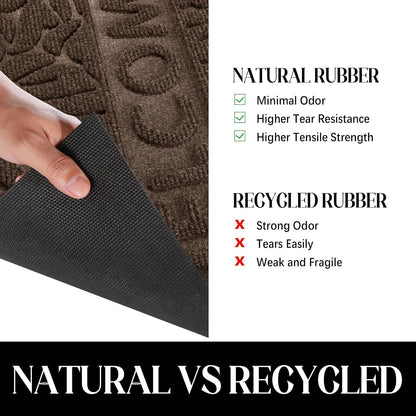 Yimobra Welcome Mat Outdoor 29.5x17, Waterproof Non-Slip Outdoor Mats for Front Door Outside Entrance, Low-Profile Entryway Mat Indoor for Garage Patio, Black