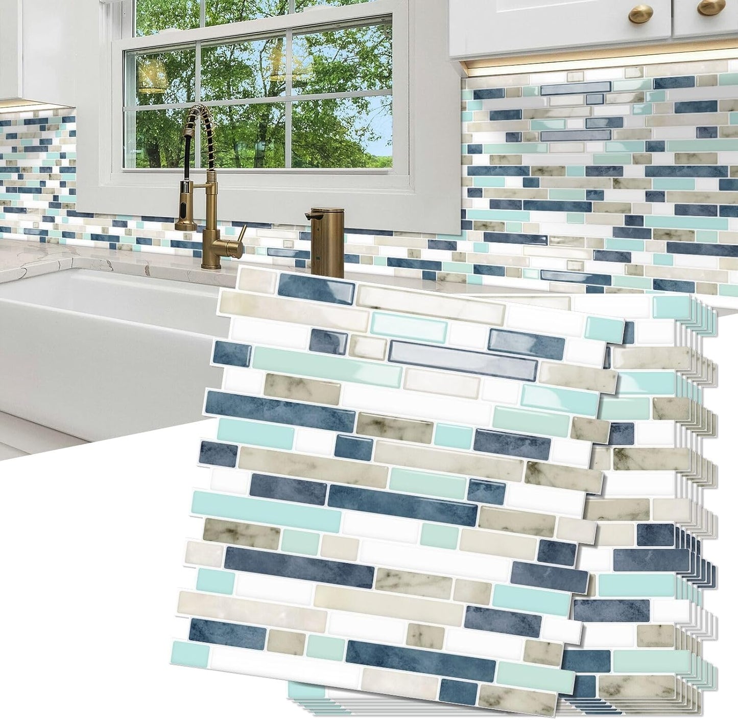 10 Sheets Thick Peel and Stick Kitchen Backsplash Tiles | 3D Waterproof Self Adhesive Wall Tile Stick on Backsplash for Kitchen,Bathroom and Fireplace(Pink,12"×12")