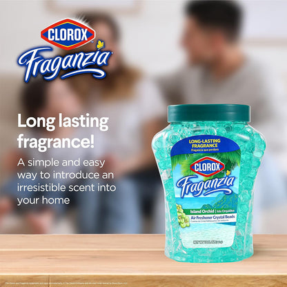 Clorox Fraganzia Crystal Beads Air Freshener, Long Lasting Room Deodorizer and Odor Eliminator Gel Beads to Freshen Home, Car, or Office, Fresh Ocean Breeze Scent, 12 Fl Oz - 2 Pack