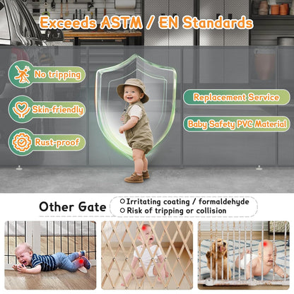 200'' Retractable Baby Gates Extra Wide,34" Tall Retractable Dog Gate for Doorways,Extra Long Retractable Baby Gate for Stairs,Kitchen,Indoor/Outdoor Retractable Gate with Fiberglass Reinforcement Rod