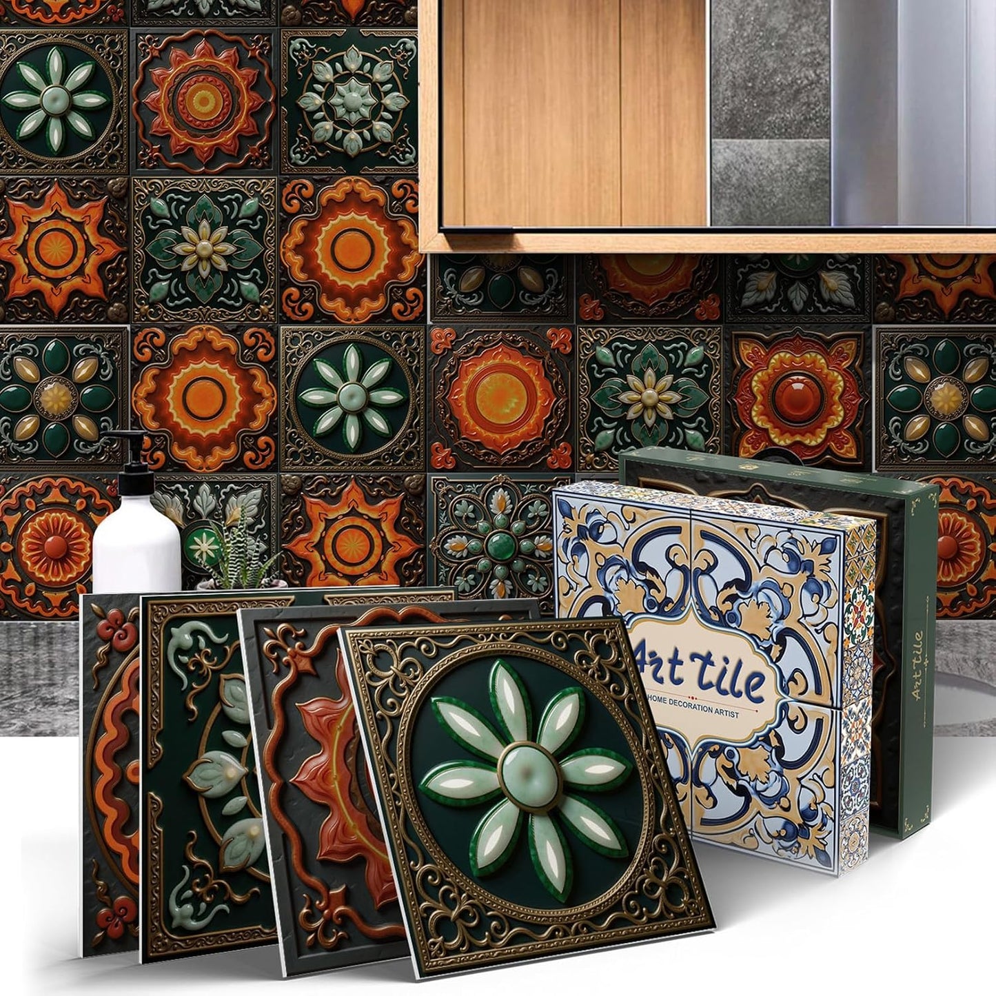 Peel and Stick Backsplash Tile Sticker for Kitchen and Bathroom Walls - 24 Removable 5.9"x5.9" Tiles, Waterproof