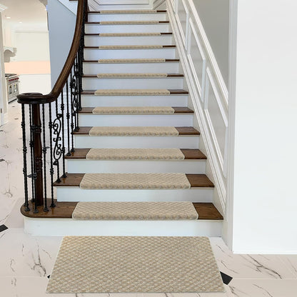 PURE ERA Carpet Stair Treads Tape Free Non Slip Indoor Stair Carpet Stair Protectors Pet-Friendly Non-Slip Skid Resistant Washable Reusable 8" x 30"(2 Pieces,Black)