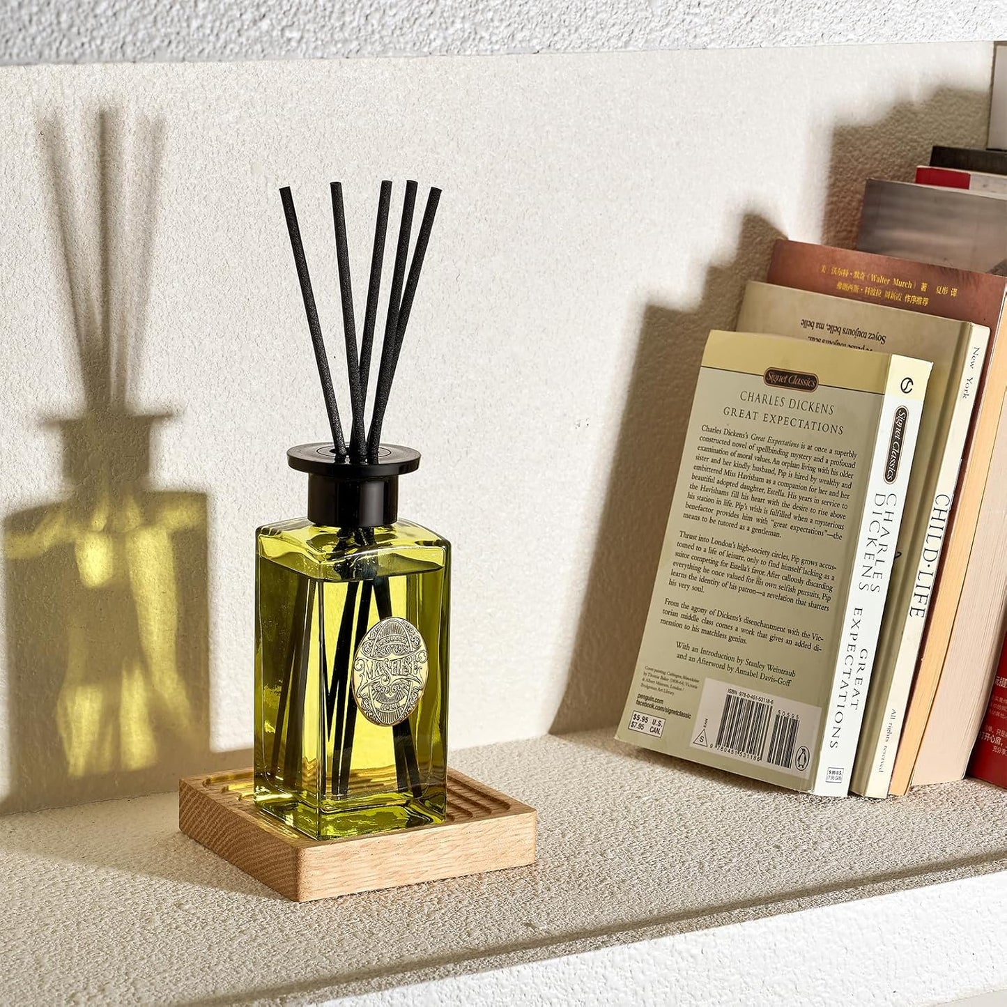 M&SENSE 6.3 oz Large Reed Diffuser Set | Lime+Basil Scent Oil Diffuser with Sticks | Hotel Collection Non-Toxic Home Fragrance |for Bedroom Bathroom Living Room - Colors A