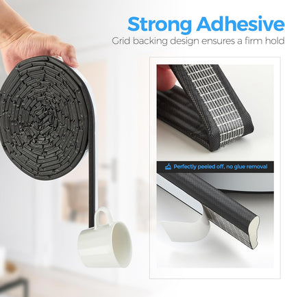 196 Inch Self-Adhesive Wedge Weather Stripping Door Seal & Window Insulation - Soundproof Gap Filler, Draft Stopper Foam Tape for Door Frame, Black