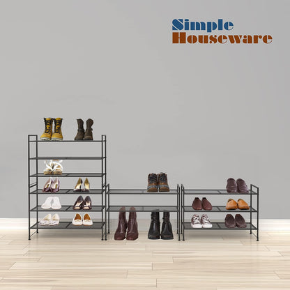 Simple Houseware 3-Tier Stackable Shoes Rack Storage Shelf, Black