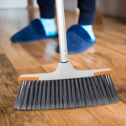 Superio Grey Broom, Heavy-Duty Indoor & Outdoor Broom with 48-Inch Handle, Multi-Surface Floor Cleaning for Home, Kitchen, Garage & Office