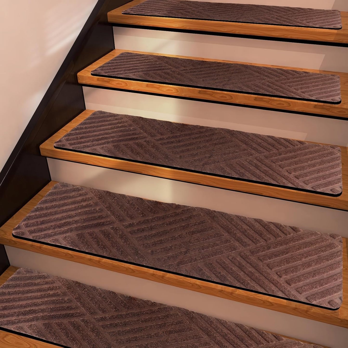 15 Pack Non Slip Stair Treads,8" X 30" Non Slip Carpet Stair Treads with Reusable Adhesive Rubber Backing,Staircase Step Treads Carpet Treads for Wooden Steps Indoor (Dark Gray)