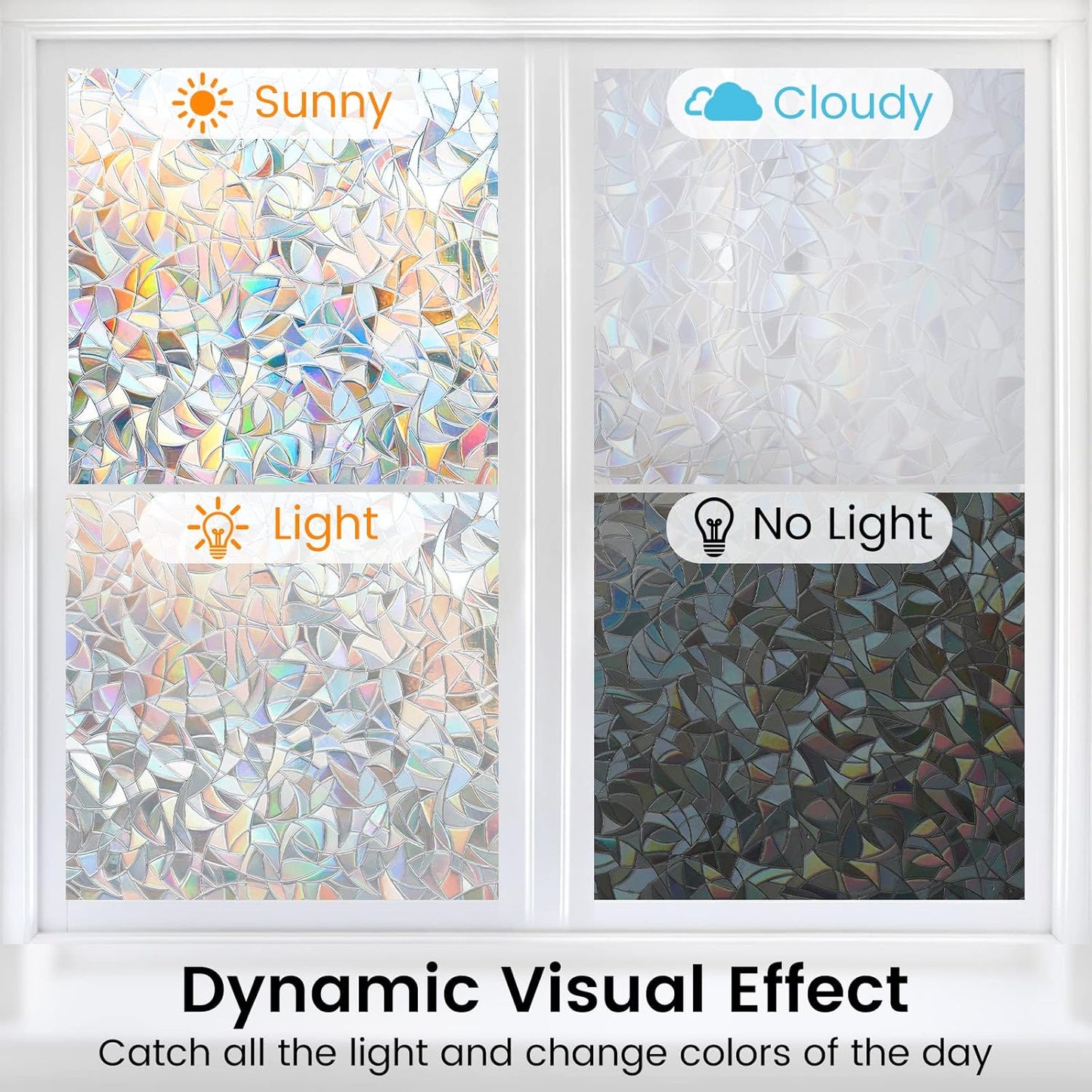 DOWELL Window Privacy Film, Frosted Glass Window Film, Static Cling Non-Adhesive Glass Clings, Sun Blocking Opaque Coverings, Reusable Door Stickers for Bathroom Home Office, Pure, 17.5" x 78.7"