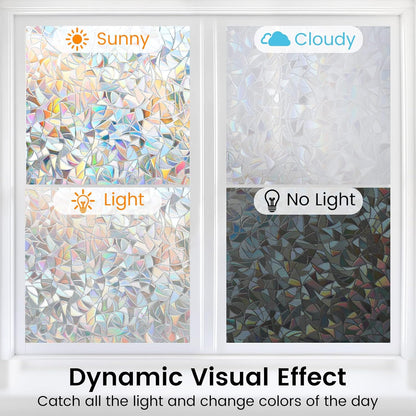 DOWELL Window Privacy Film, Frosted Glass Window Film, Static Cling Non-Adhesive Glass Clings, Sun Blocking Opaque Coverings, Reusable Door Stickers for Bathroom Home Office, Pure, 17.5" x 78.7"