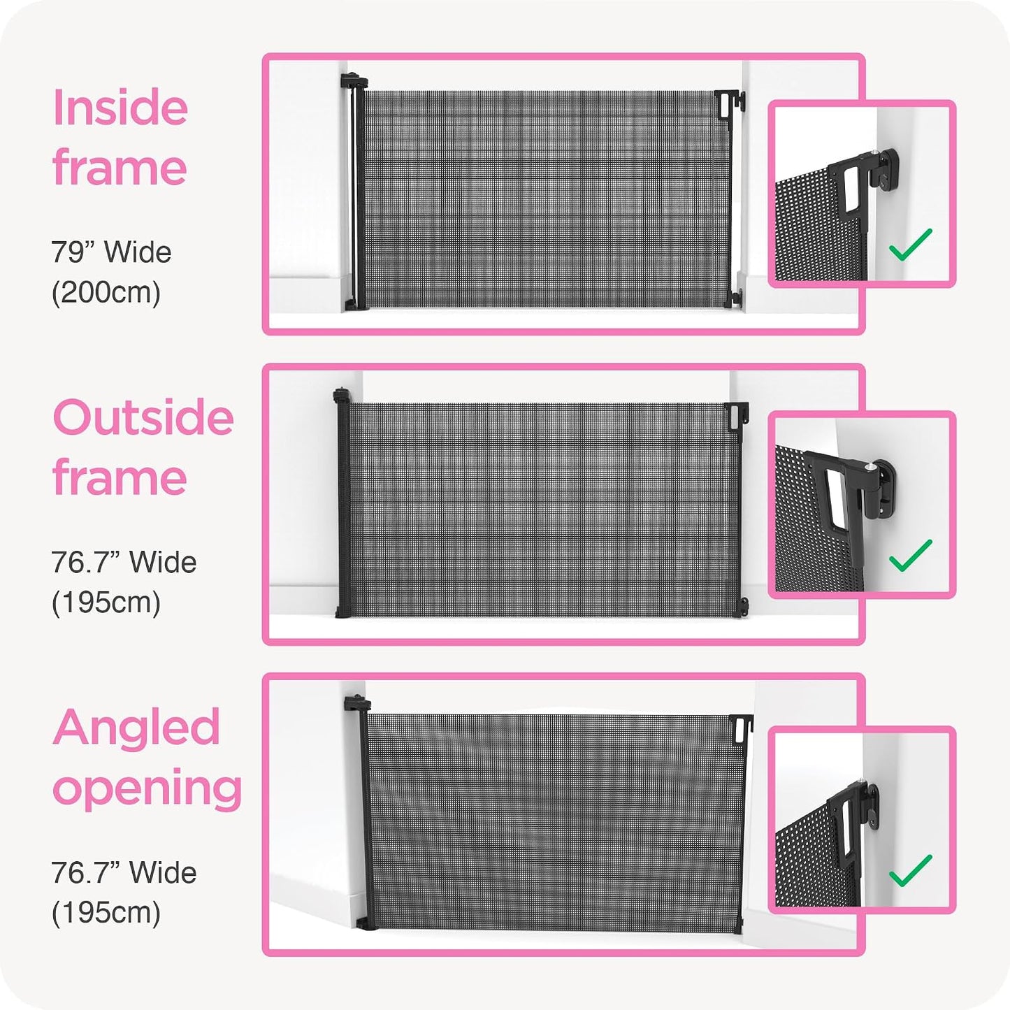 Perma Child Safety Indoor Outdoor Ultimate Retractable Baby Gate, 38.6" Tall Extends to 79" Wide, Black