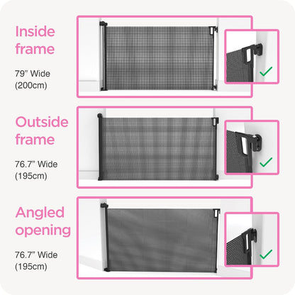 Perma Child Safety Indoor Outdoor Ultimate Retractable Baby Gate, 38.6" Tall Extends to 79" Wide, Black