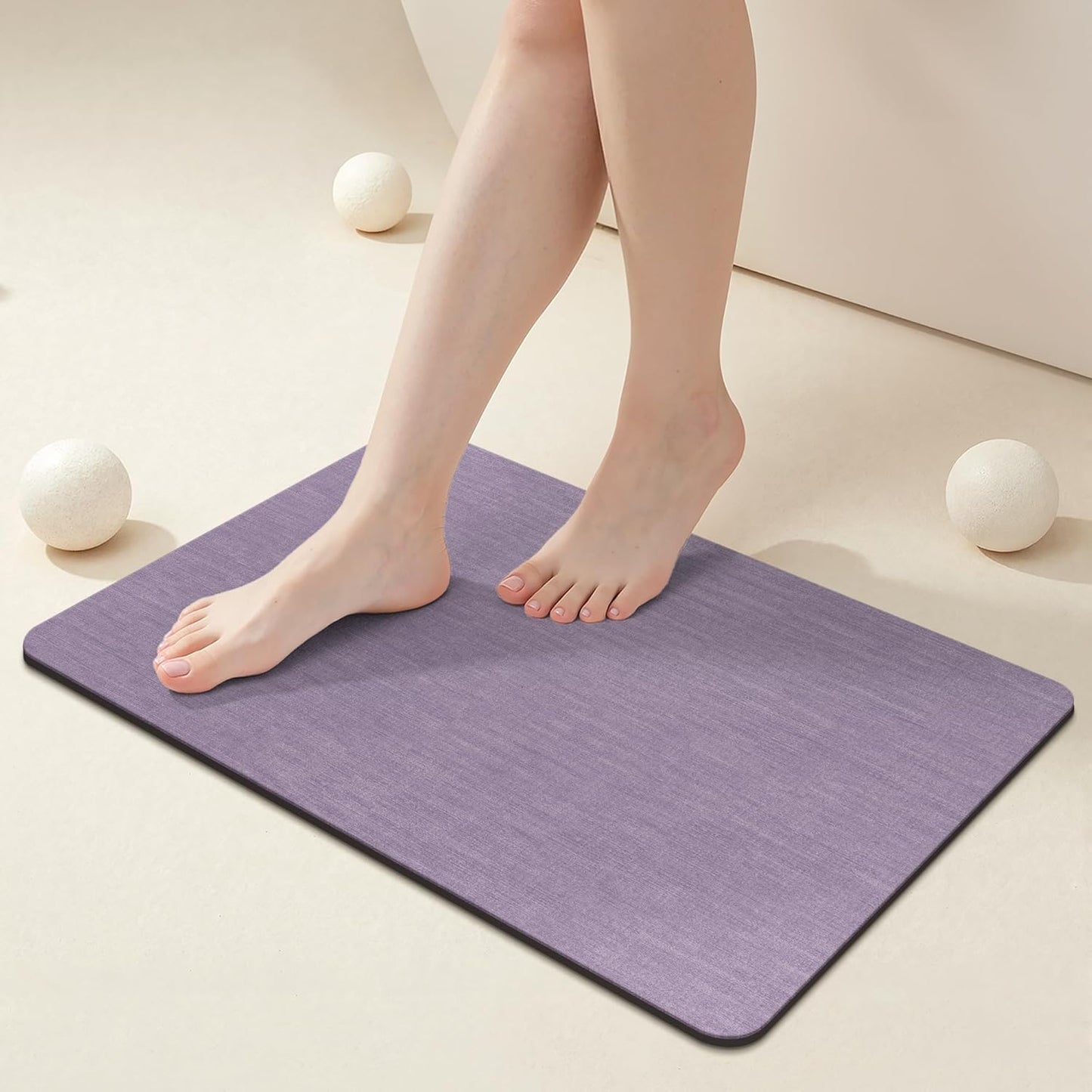Mecko Bath Mat Rug, Rubber Non-Slip Quick Dry Absorbent Thin Bathroom Rugs Fit Under Door Bathroom Floor Mats-Shower Rug for in Front of Bathtub, Sink, Shower Room(Light Grey,16"x24")