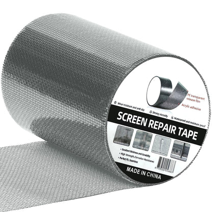 HOFUDON 4in X 20ft Window Screen Repair Tape Black - Heavy Duty 3-Layer Adhesive, Waterproof Fiberglass Mesh Patch Kit for Windows/Doors/Magnetic Screens