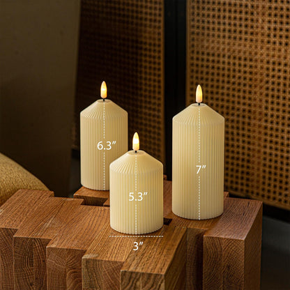 LUSHARBOR Flameless Candles with Remote, 3 Pack Battery Operated Candles Flickering Real Wax LED Fake Pillar Candles with Timer for Wedding Home Party, White