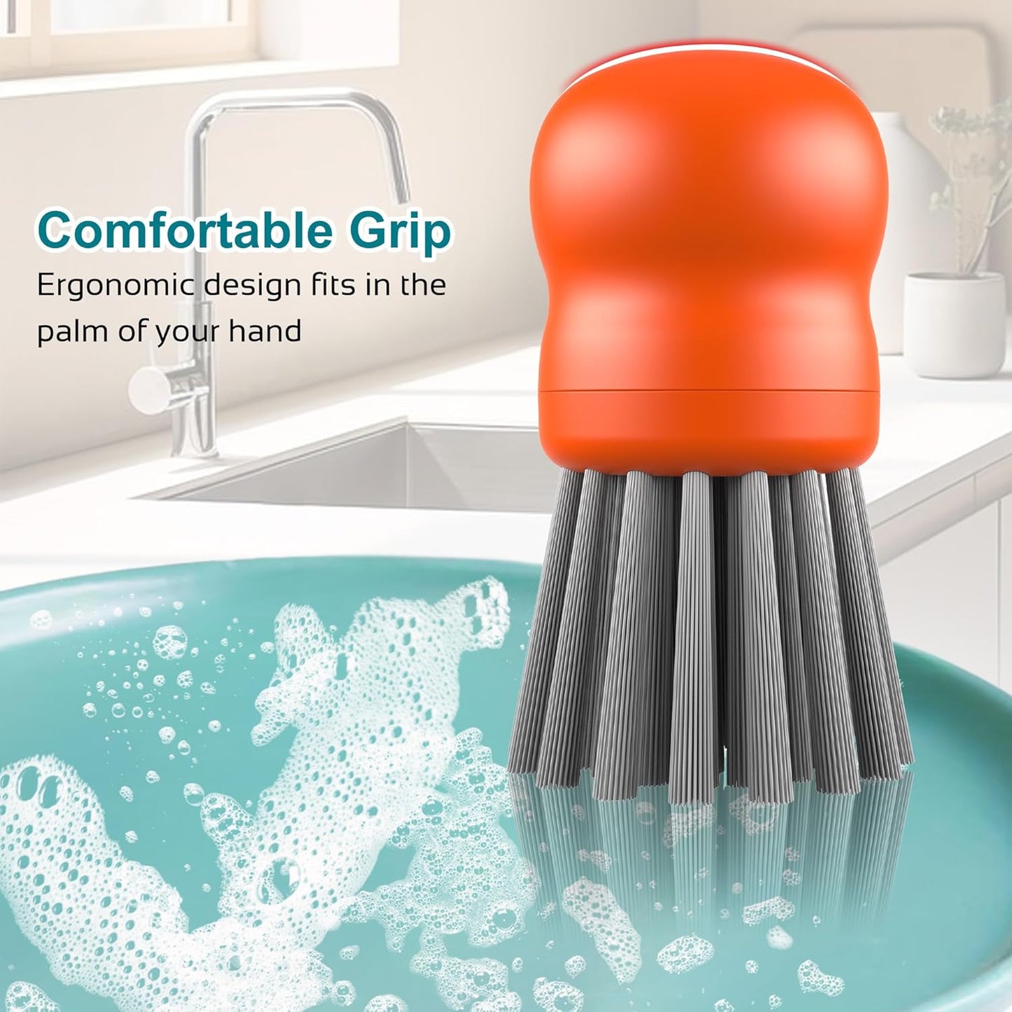 Mini Dish Brush for Cleaning Chicken Shredder, Palm Brush Dish Scrubber with Ergonomic Grip, Kitchen Brush for Washing Dishes, Pans, Pots, Sink (1, Black)