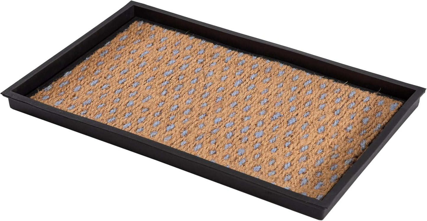 Anji Mountain Heavy Duty Waterproof Rubber Shoe Storage Mat Organizer/Boot Storage Tray Multi Use for Entryway with Coir, Tan Insert, Fits 4 Pair (46.5" Wide)