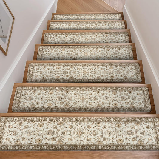 OJIA Extra Non-Slip Stair Treads for Wooden Steps 15PCS, 30"X8" Rubber Indoor Stair Runner Slip Resistant Stair Rugs Safety Mats for Dogs, Kids & Elders, Stairway Grip Step Treads, Gray