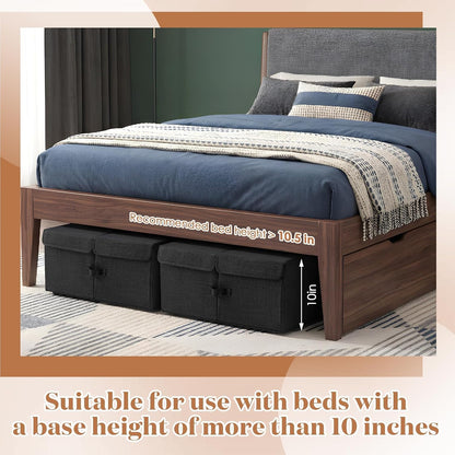 Geelin 4 Pack Under Bed Storage with Wheels, 10 Inch Height 65L Large Capacity Foldable Underbed Storage Bins with Lids & Handles, Easy Assembly Rolling Under Bed Containers for Clothes Blankets Shoes