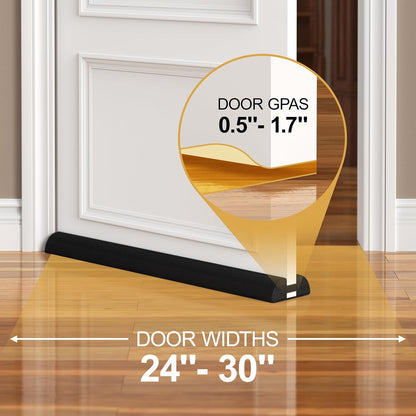 HADOR 30 Inches Door Draft Stopper - 24"-30" Adjustable, Seals 0.5"-1.7" Gaps | Blocks Drafts/Noise/Pet Hair | No Permanent Adhesive, Machine Washable, Grey