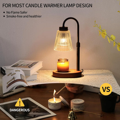 MEIXISUE Candle Warmer Lamp with Timer and Dimmer,Electric Gold Light Gifts for Women Melt Wax Warmer Lamp with 2 Bulbs for Candle Jars House Warming New Home Decor Bedroom