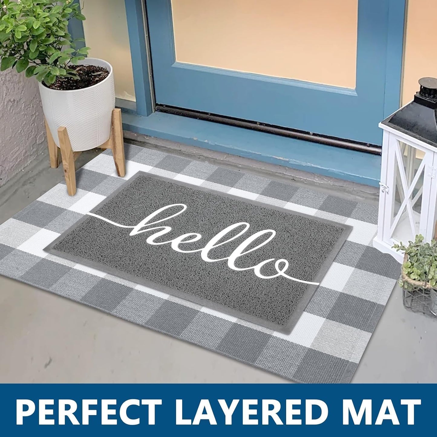 EARTHALL Door Mat Outside Inside Home Doormat, 30"x17.5", Durable Floor Mat Non Slip Mat Ultra Absorb Mud Easy Clean Front Doormat for Garage, Entryway, Patio, High Traffic Areas, Black