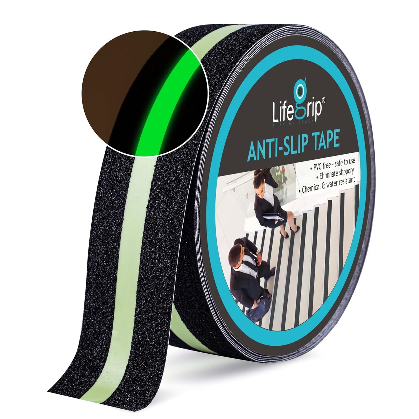 Lifegrip Anti Slip Tape, 4 Inch x 15 Foot Non-Slip Traction Grip Tape for Stairs, Waterproof Stair Treads Grip Non Slip, Non Skid Tape for Steps, Outdoor Black Grip Tape (4" X 15')