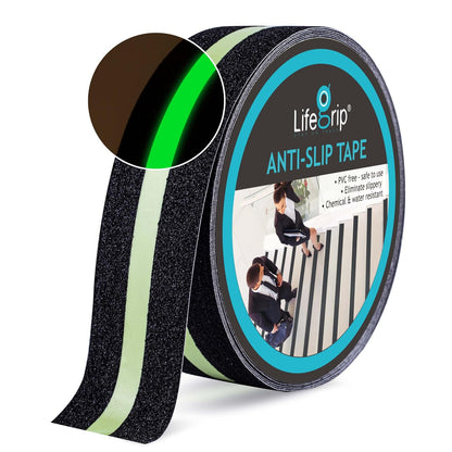 Lifegrip Anti Slip Tape, 4 Inch x 15 Foot Non-Slip Traction Grip Tape for Stairs, Waterproof Stair Treads Grip Non Slip, Non Skid Tape for Steps, Outdoor Black Grip Tape (4" X 15')