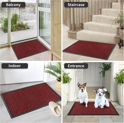 Yimobra Front Door Mat Outside Entrance 29.5x17, Waterproof Heavy Duty Outdoor Mats for Front Door, Non Slip Rubber Entry Mat for Garage Patio Indoor, Grey