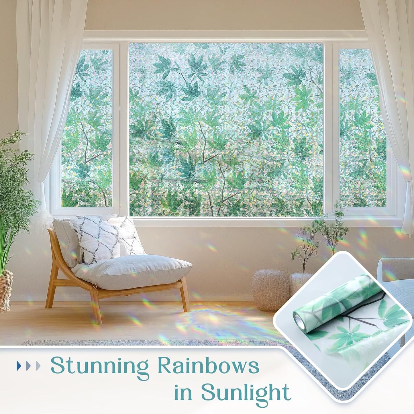 Haton Window Privacy Film Frosted Glass Film for Door Bathroom Shower, Peel & Stick, Day & Night, Papel para Ventanas Privacidad, Covering Sticker Removable Decorative Translucent Pure 17.5" x 78.7"