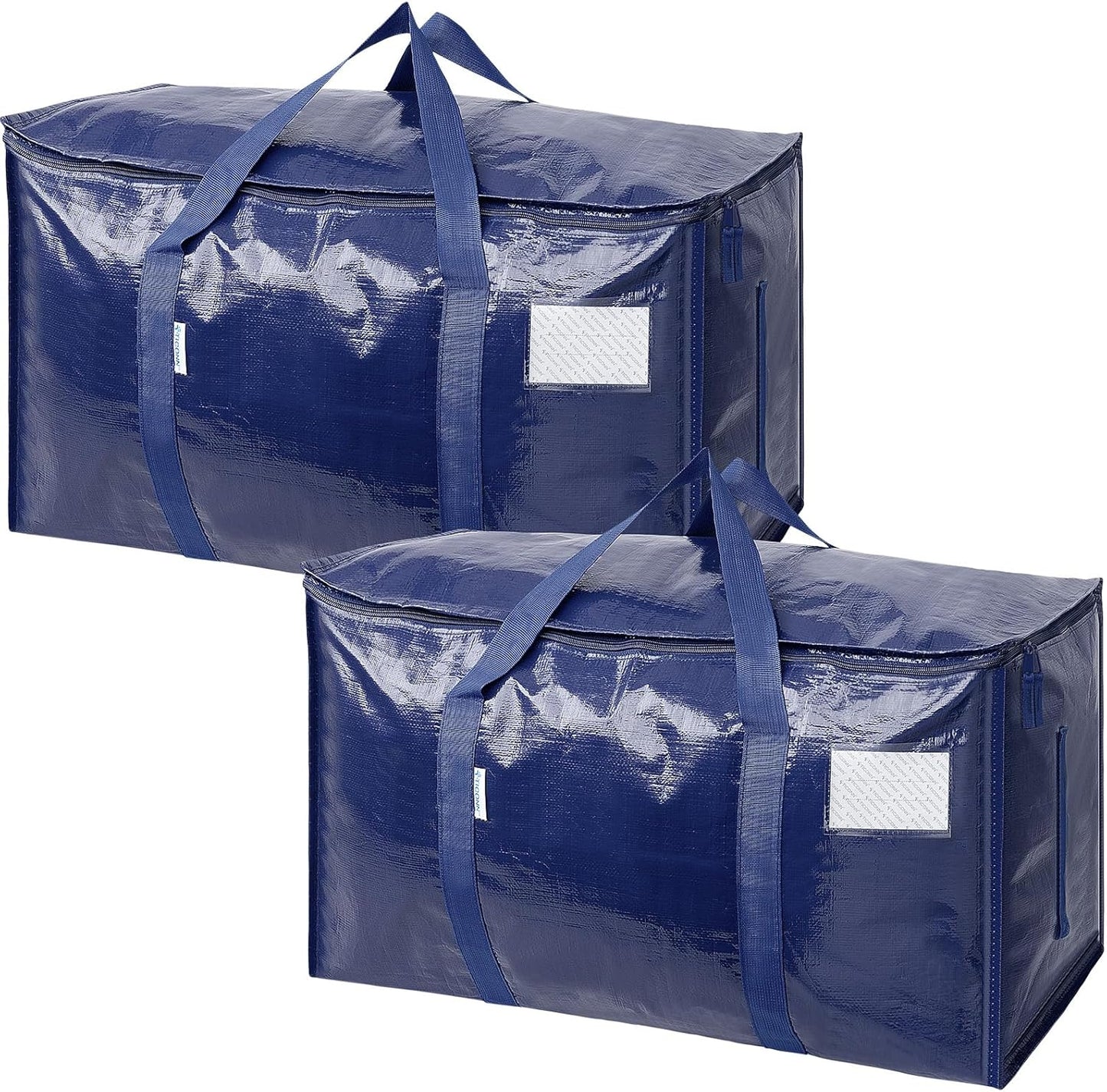 TICONN 4 Pack Extra Large Moving Bags Heavy Duty with Zippers & Carrying Handles, Durable Storage Bags Moving Boxes for Closet Organizers and Storage (4 Pack, Blue)