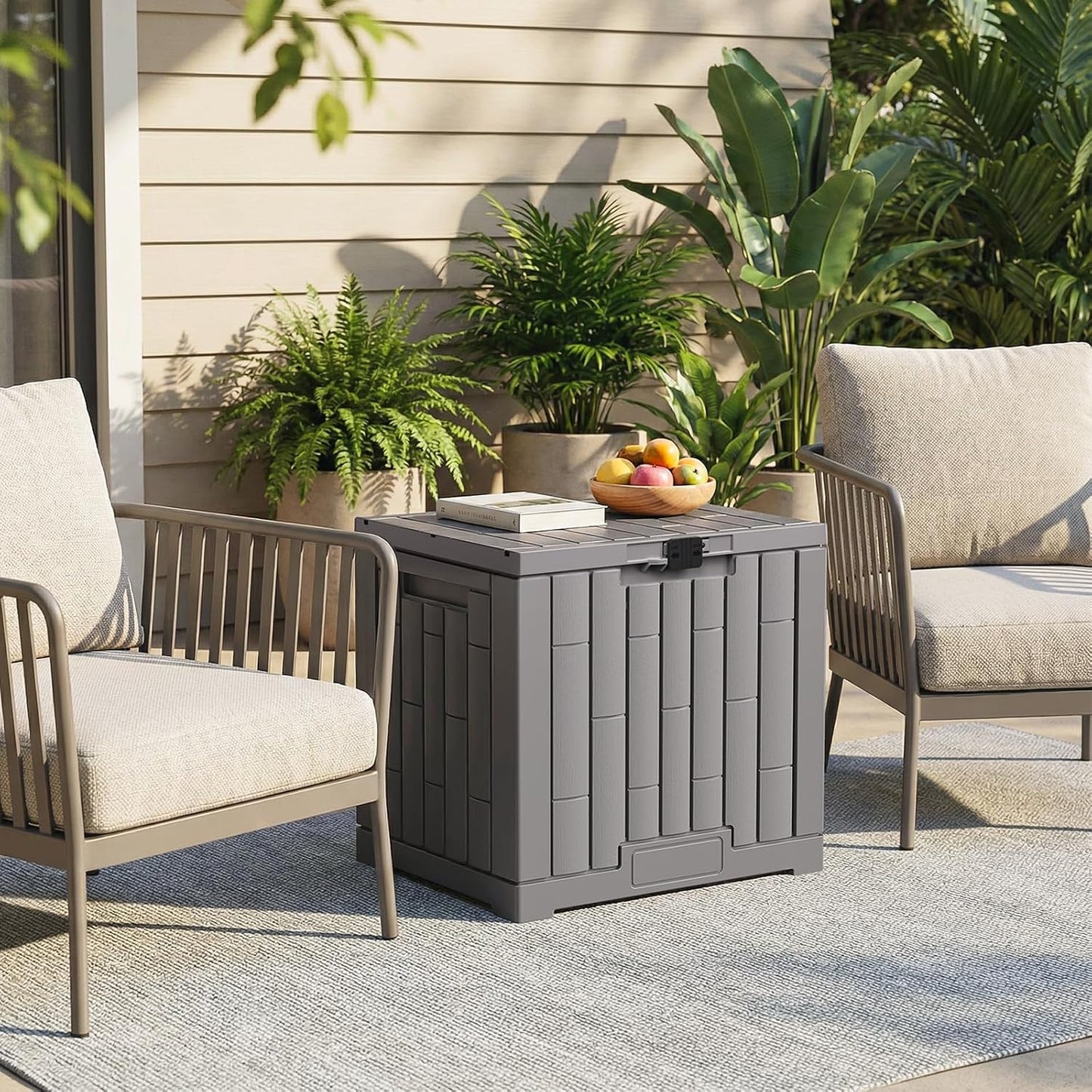 Jocoevol Deck Box 60 Gal, UV Resistant & Waterproof Outdoor Storage Box with Lock, Easy Assemble Storage Bins Container for Pool Patio Garden